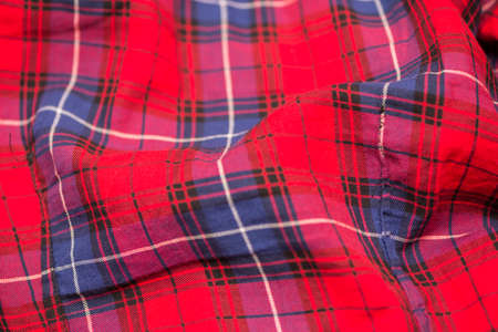 checkered background color of an old shirtの写真素材