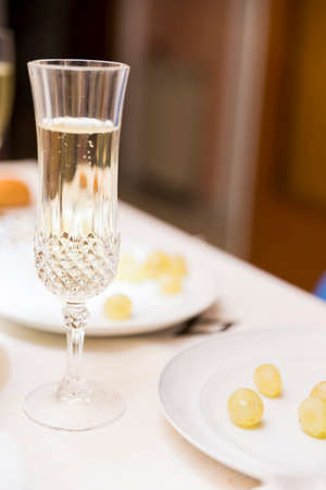 champagne and grapes to celebrate New Yearの写真素材
