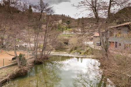 Rupit village through which the riverの写真素材