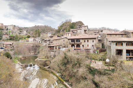 Rupit village through which the riverの写真素材