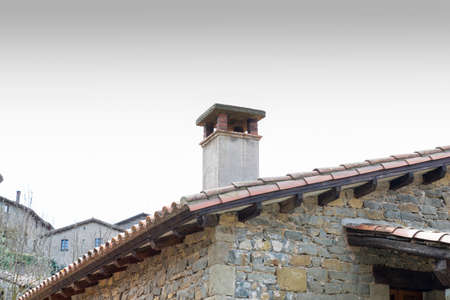 fireplace in the house with the sky backgroundの写真素材