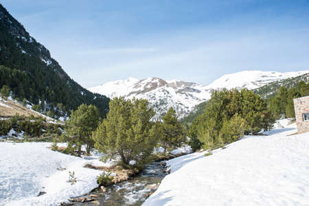 River and surrounded by nature in Andorra La Vellaの写真素材