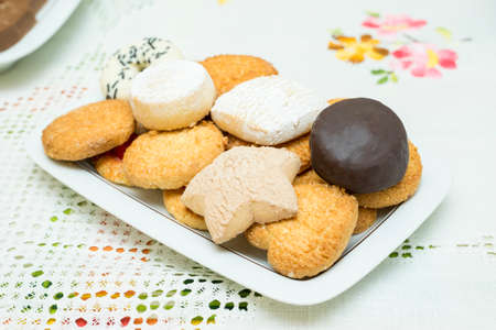 assortment of cookies on the plateの写真素材