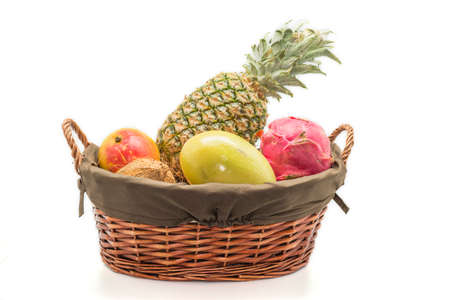 fruit basket on a white backgroundの写真素材