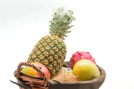 fruit basket on a white background