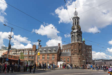 Canals of Amsterdam, capital city of the Netherlands with its traditional boatsのeditorial素材
