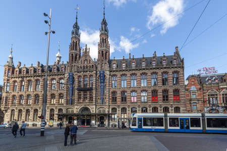 Canals of Amsterdam, capital city of the Netherlands with its traditional boatsのeditorial素材