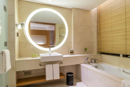 Luxury ensuite 5 star bathroom in bedroomのeditorial素材