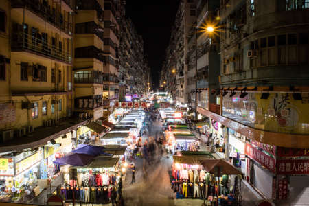 Fa Yuen street market at night in Hong Kong cityのeditorial素材