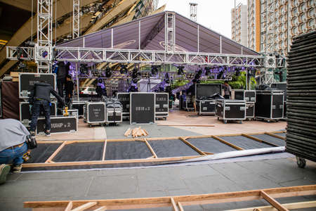 Music live concert stage with its preparation and installation