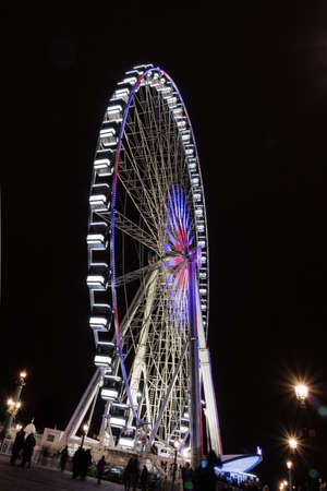 Paris Big wheel, Eiffel Tower, Obelisque during Christmss time on the Concorde Placeのeditorial素材