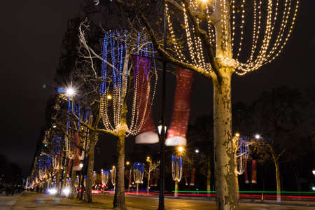 Christmas lighting on Champs Elysees Paris in Franceのeditorial素材