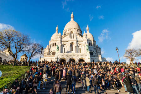 Sacred Heart Church from Montmartre in Parisのeditorial素材