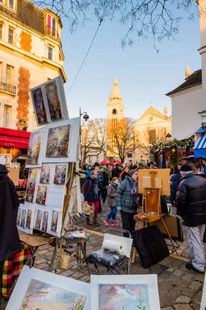 Montmartre artist painters place in Parisのeditorial素材