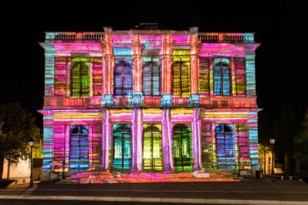 Building facade light festival Chartres in Franceのeditorial素材