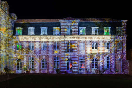 Building facade light festival Chartres in Franceのeditorial素材