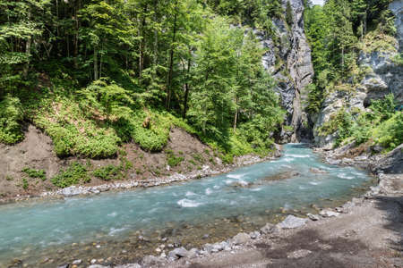 The fascinating touristic wildwater Partnach Gorge in Germanyの写真素材
