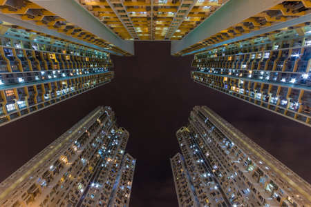 Traditional residential building at nigh from Hong Kong