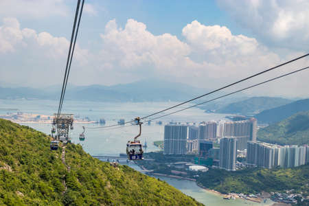 Cable Car to go to Hong Kong Big Buddha on Lantau Islandの写真素材