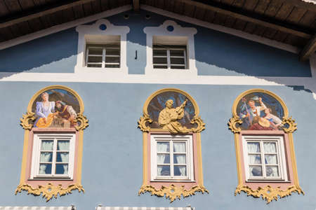 The beautiful city of Mittenwald from Germany and its painted facades