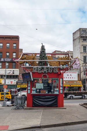 New York, United States, January 28, 2020: Lively and densely populated district, Chinatown attracts foodies and tourists to its many Chinese and Southeast Asian specialty restaurants.のeditorial素材