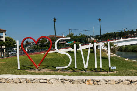 Siviri, Greece, July 10, 2021: With a peaceful atmosphere, the coastal village of Siviri attracts vacationers.のeditorial素材