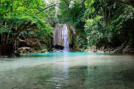 Erawan waterfall, Kanchanaburi, Thailandの写真素材
