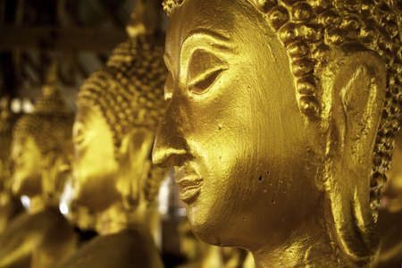golden head of statue of buddhaの写真素材