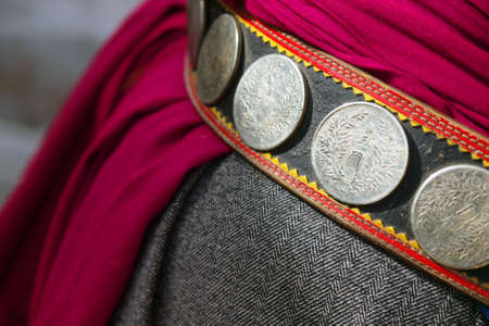 Belt of monk, with old chinese cornerの写真素材