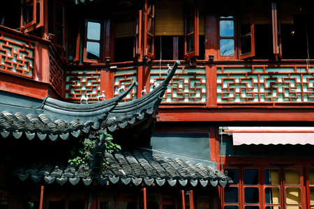 View of traditional roof tile of chinese templeの写真素材