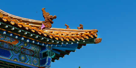 View of traditional roof tile of chinese temple