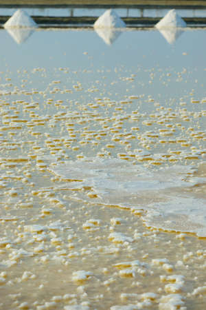 Salt field ready to be farmed in salt farm at Ban Laem-Thailand