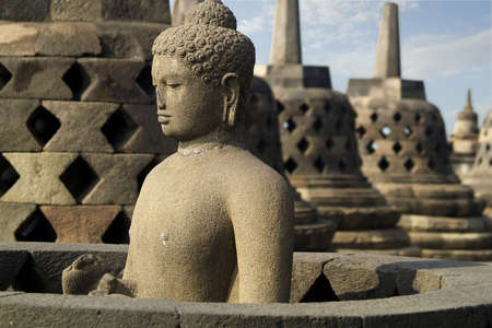 BOROBUDUR HISTORICAL PARK, NEAR JOGJAKARTA IN JAVA ISLAND-INDONESIA