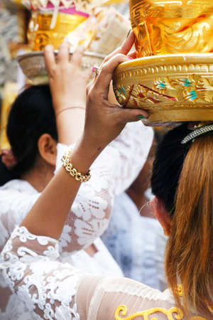 Balinese woman holding Bali-Indonesiaの写真素材