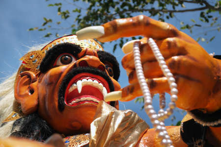Ogoh ogoh, traditional mask-statue of bad spirit, during nyepi carnival parade in Bali - Indonesiaの写真素材