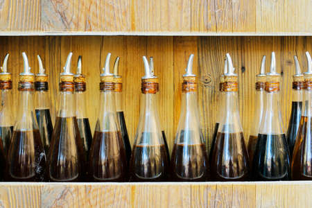 bottle of seasoning oil for pizzaの写真素材