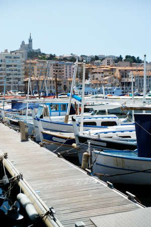 traditional Mediterranean fisherman's boat in the port of marseille -franceの写真素材