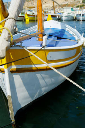 traditional Mediterranean sailing ship boat in the south of franceの写真素材