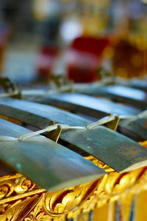 Gamelan, traditional xylophone, percussion music instrument used in ceremonies in bali, java-Indonesiaの写真素材