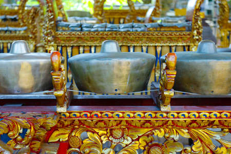 Gamelan, traditional xylophone, percussion music instrument used in ceremonies in bali, java-Indonesiaの写真素材