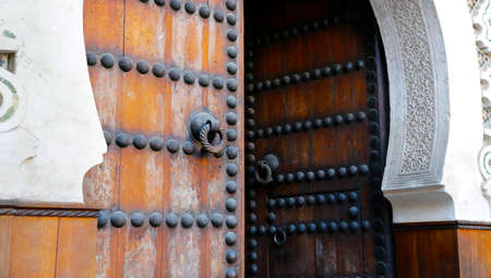 detail of door in moroccan building
