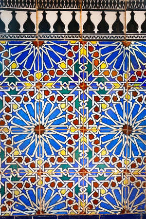 Geometric pattern design of mosaic- ceramic tile- in moroccan house, mosqueの写真素材