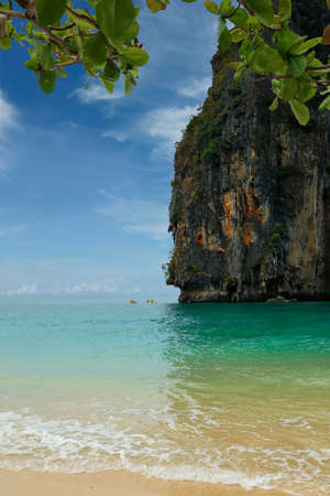 view of limestone island in phang nga bay in thailandの写真素材