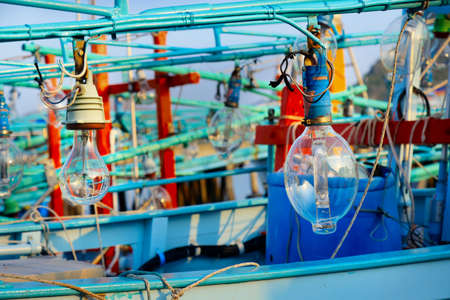 bulb light of fisherman boatの写真素材