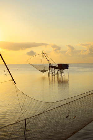 fish net farm at phattalung in thailandの写真素材