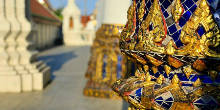 architectural detail in buddhist templeの写真素材