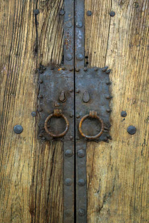 antique wooden closet with brass handle