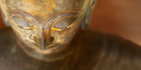 Ancient statue of buddha in Si Saket temple at Vientiane-Laosの写真素材