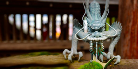 tezumisha, hand-watering basin at the entrance of shinto shrine, in Japanの写真素材