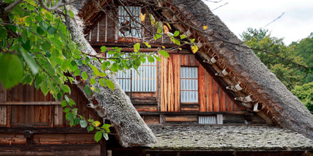 Minka, traditional old Japanese woden houses in Gifu provinceの写真素材